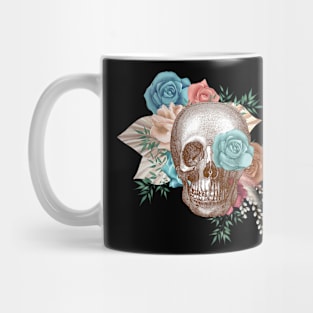 Skull with Blue Roses Mug